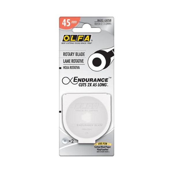 Olfa 45mm Endurance Rotary Blade - 2 pack