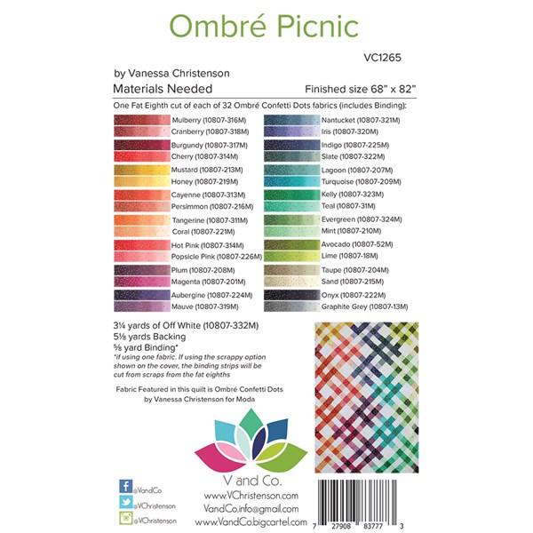 Ombre Picnic Quilt Pattern by V and Co