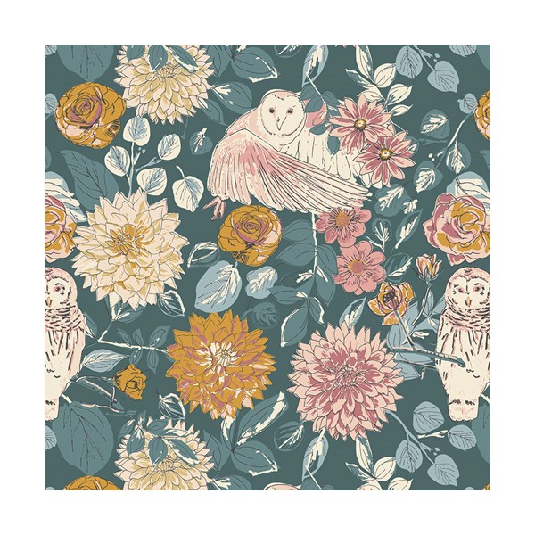 Owl Things Floral - Forest FLANNEL