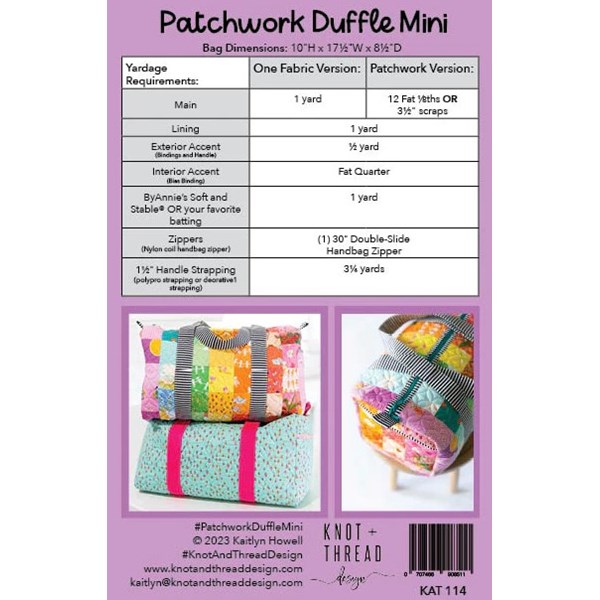 Patchwork Duffle Mini Pattern | Knot + Thread Design