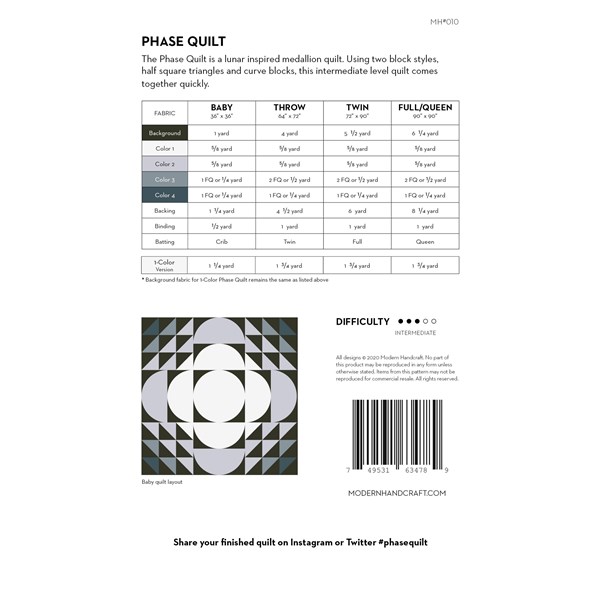 Phase Quilt Pattern by Nicole Daksiewicz of Modern Handcraft