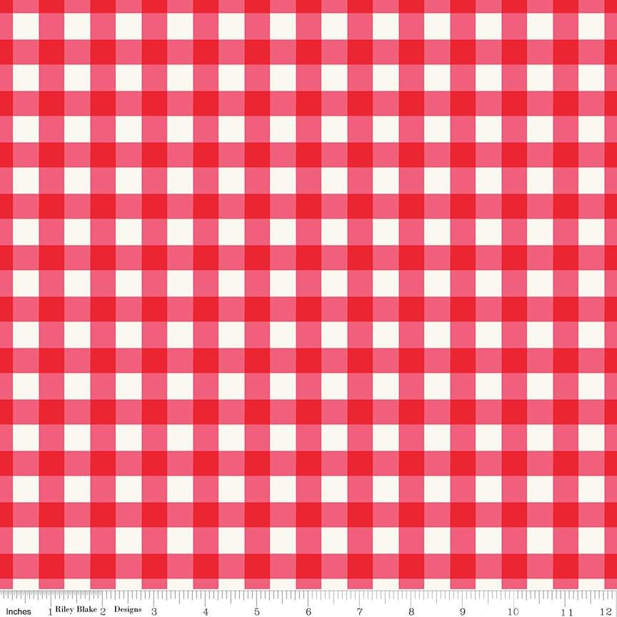 Picnic Florals Gingham - Red WIDE