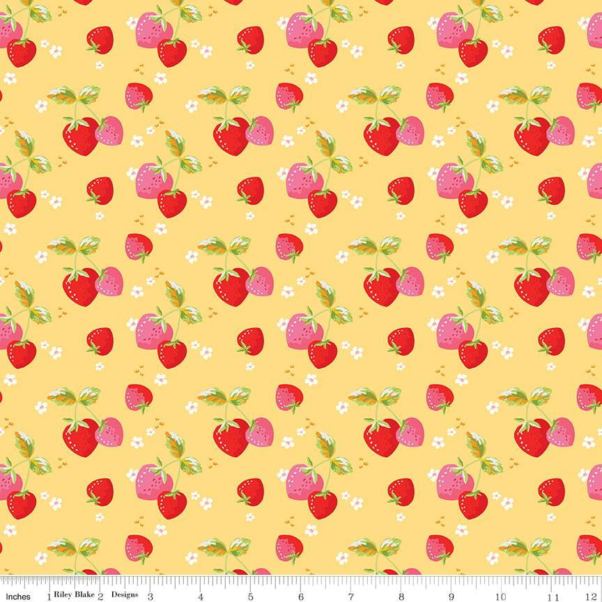 Picnic Florals Strawberries - Yellow