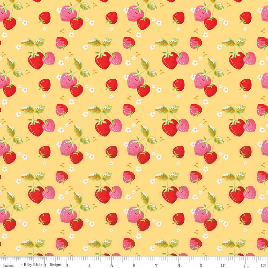 Picnic Florals Strawberries - Yellow