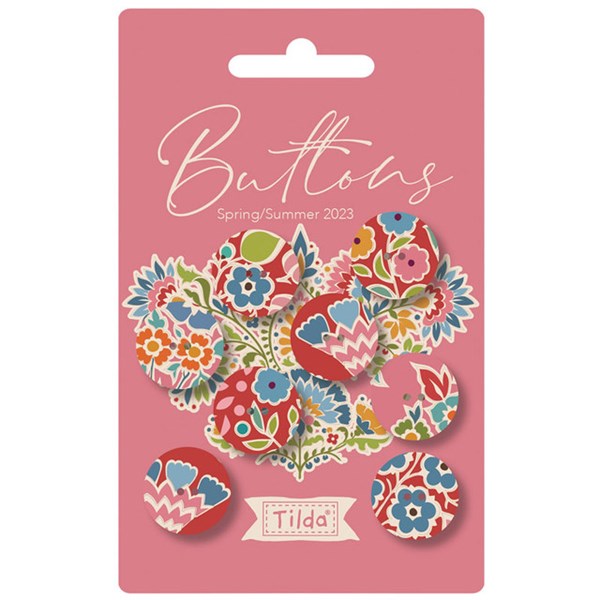 Pie in the Sky Buttons | Tilda Fabrics - Red/Pink 18mm Set of 8