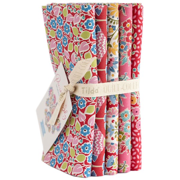 Pie in the Sky Fat Quarter Bundle | Tilda Fabrics - Red Colorstory 5FQs