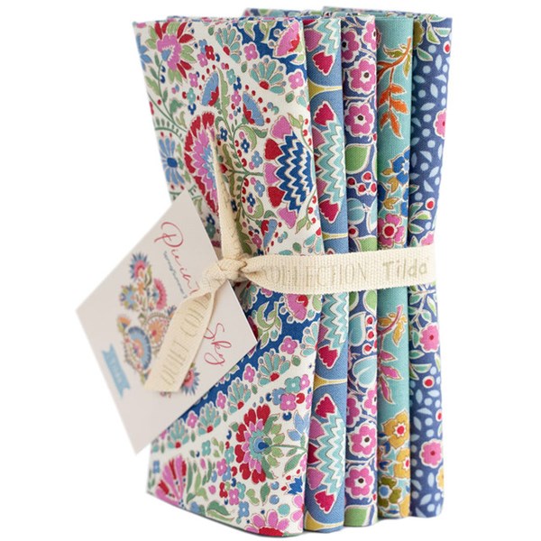 Pie in the Sky Fat Quarter Bundle | Tilda Fabrics - Blue Colorstory 5FQs