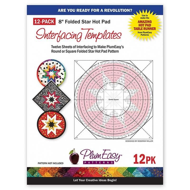 PlumEasy Folded Star Hot Pad Interfacing Templates - 12-pack