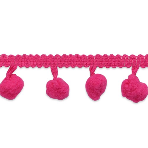 Pom Fringe Trim in Fuchsia One Yard