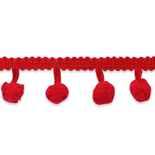 Pom Fringe Trim in Red One Yard, SKU: IR6872RD