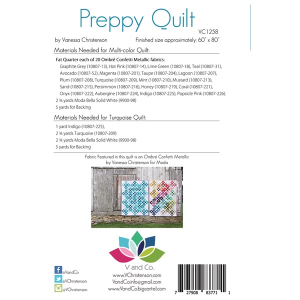 Preppy Quilt Pattern by V and Co