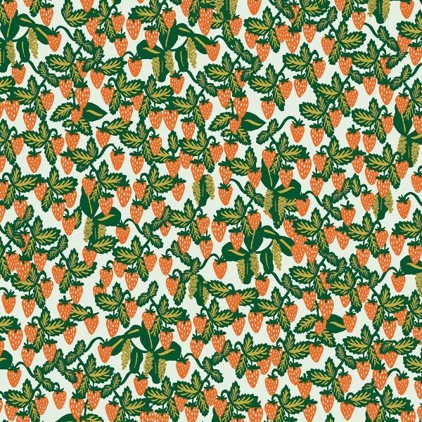 Primavera Strawberry Fields - Mint - 5 YARDS