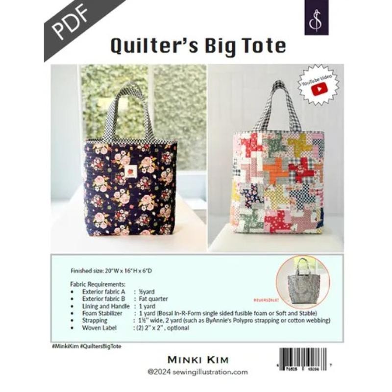 Quilter's Big Tote Bag Pattern | Minki Kim