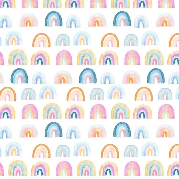 Rainbows Minky - White