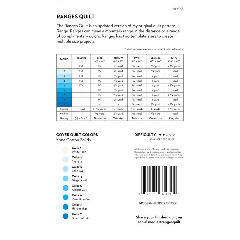 Ranges Quilt Pattern | Modern Handcraft