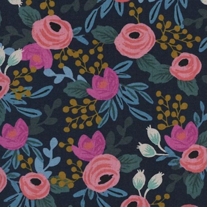 Rosa Floral CANVAS - Navy