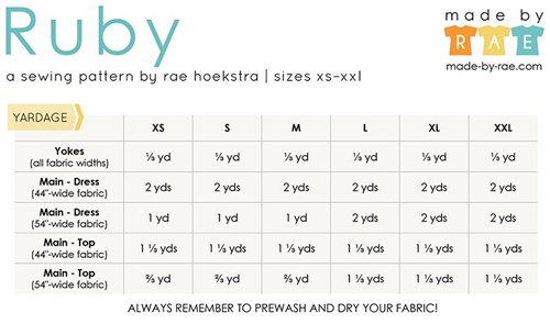 Ruby Top or Dress Pattern
