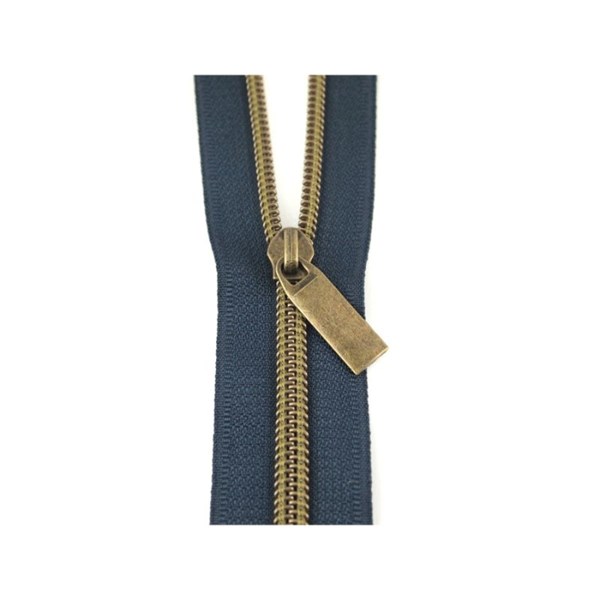 Sallie Tomato 108'' #5 Zipper by the Yard + 9 Pulls  - Antique, Navy Tape