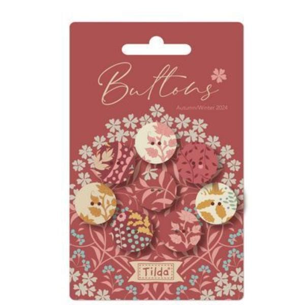 Sanctuary Buttons | Tilda Fabrics - Maroon 18mm Set of 8
