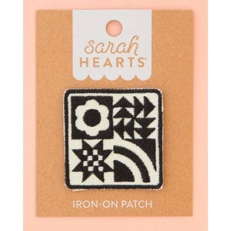 Sarah Hearts Iron On Patches | Sarah Hearts - Black Quilt Block
