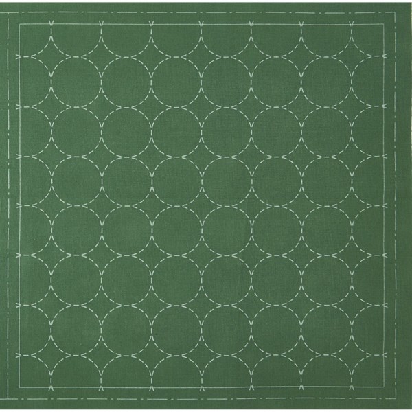 Sashiko Pre-Printed Cloth - Maru-tsunagi Green