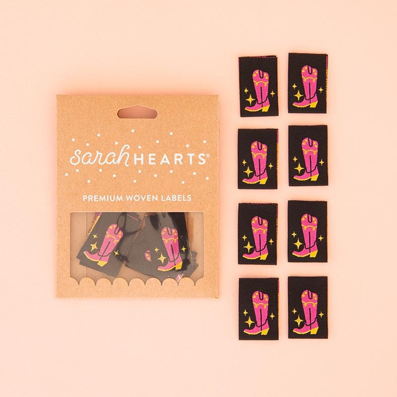 Sew In Labels | Sarah Hearts - Cowboy Boot - 1-1/8" x 3/4"