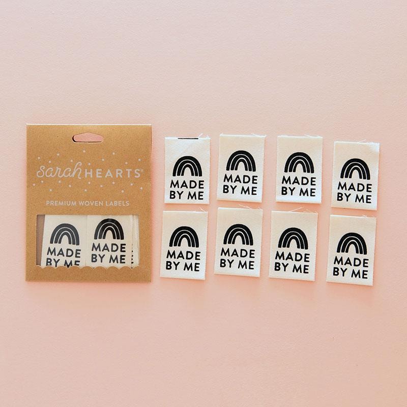 Sew In Labels | Sarah Hearts - Made By Me Black - 1-1/8" x 1"