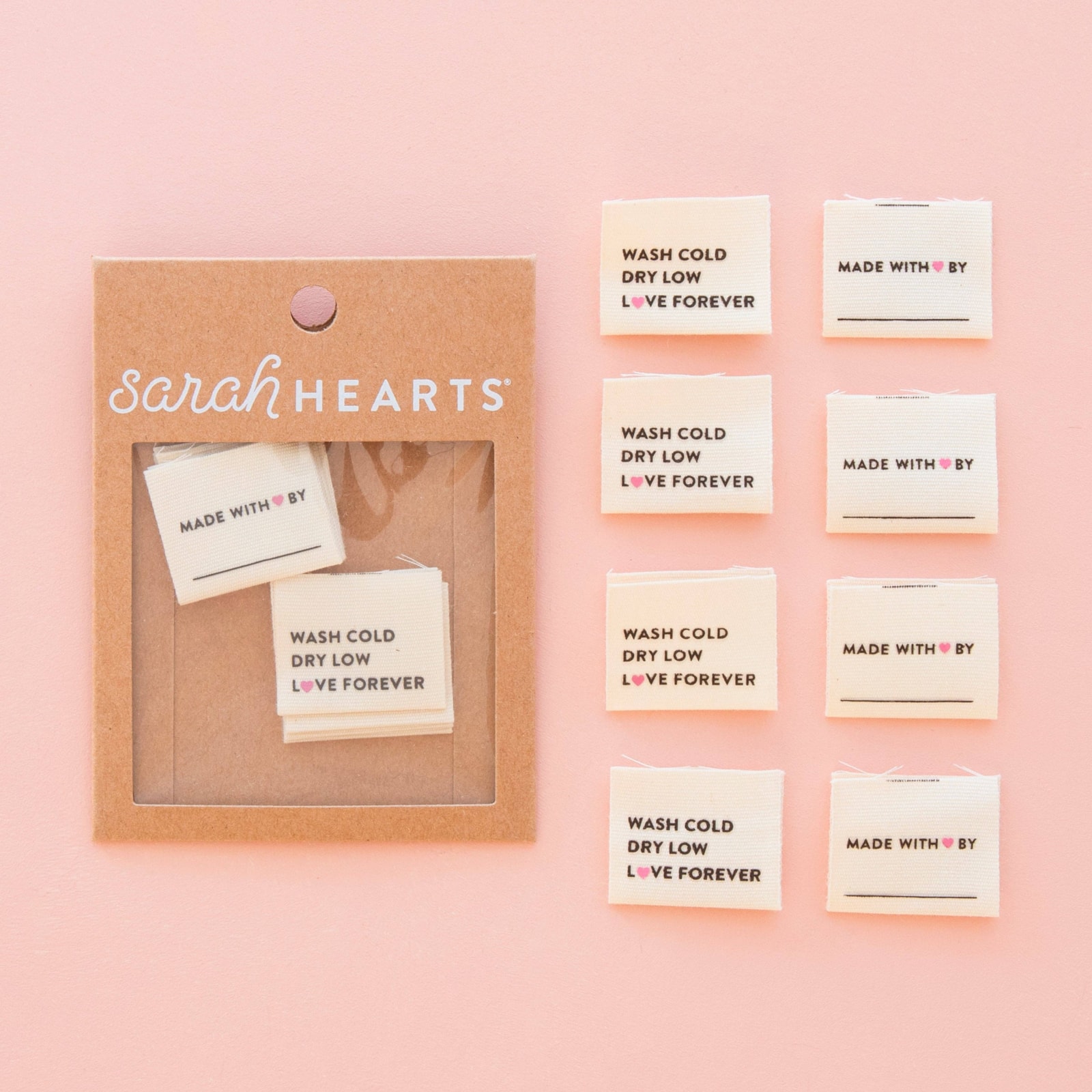 Sew In Labels | Sarah Hearts - Wash Cold Dry Low