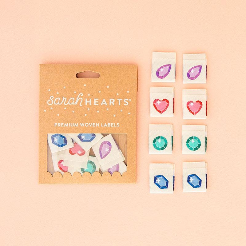 Sew In Labels | Sarah Hearts - Jewel - 1" x 3/4"