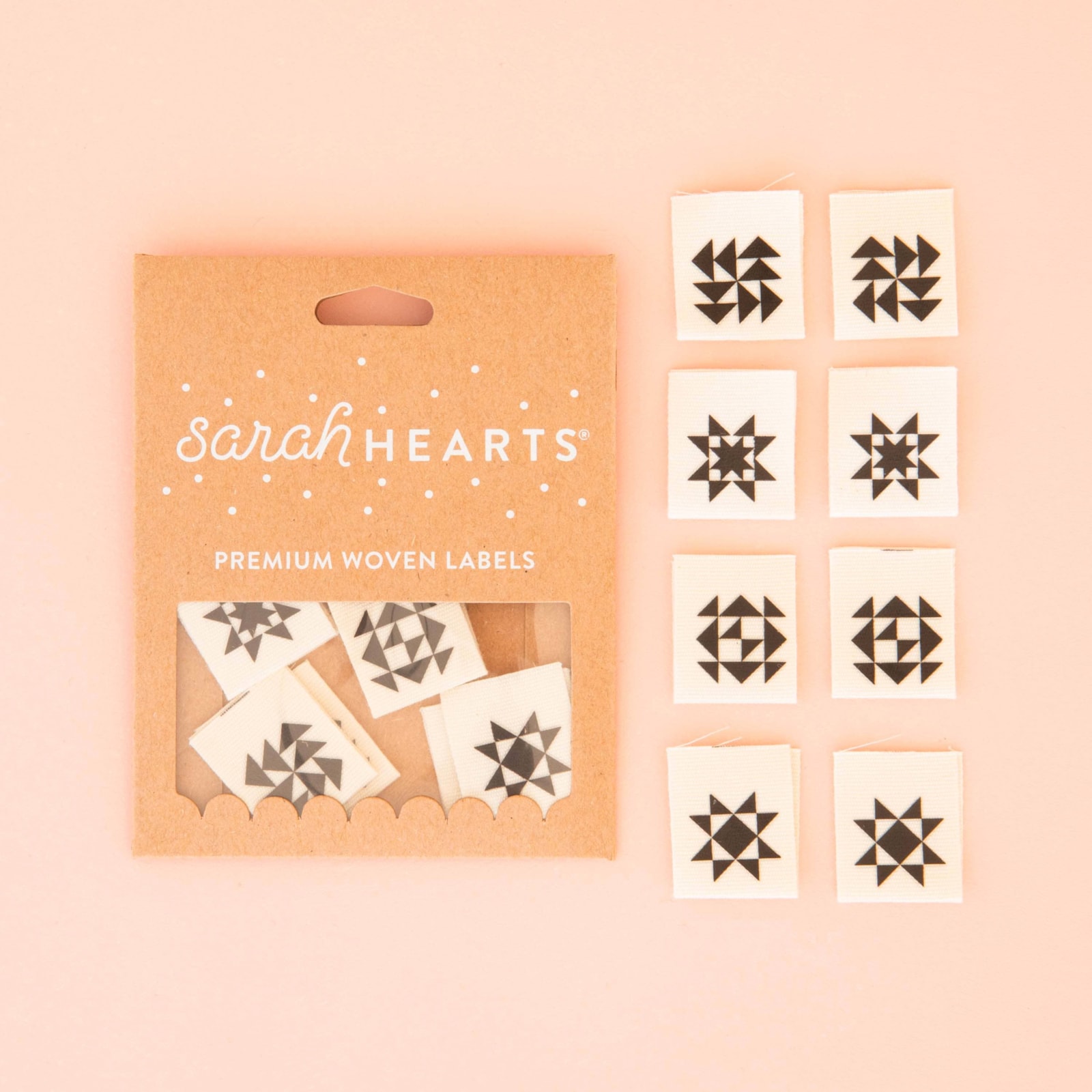 Sew In Labels | Sarah Hearts - Black Quilt Block