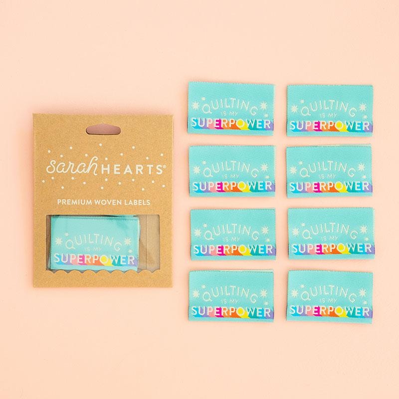 Sew In Labels | Sarah Hearts - Superpower - 2" x 1-1/8"