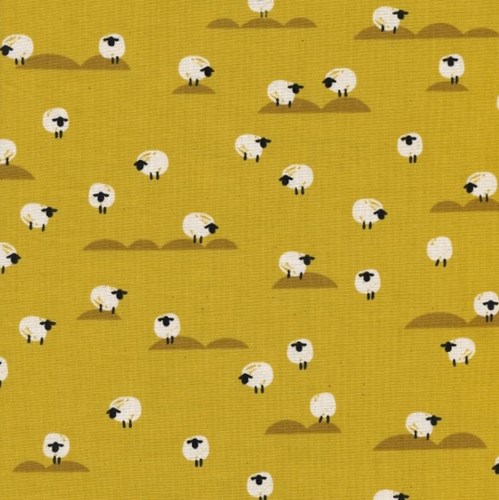 Sheep in Mustard UNBLEACHED COTTON