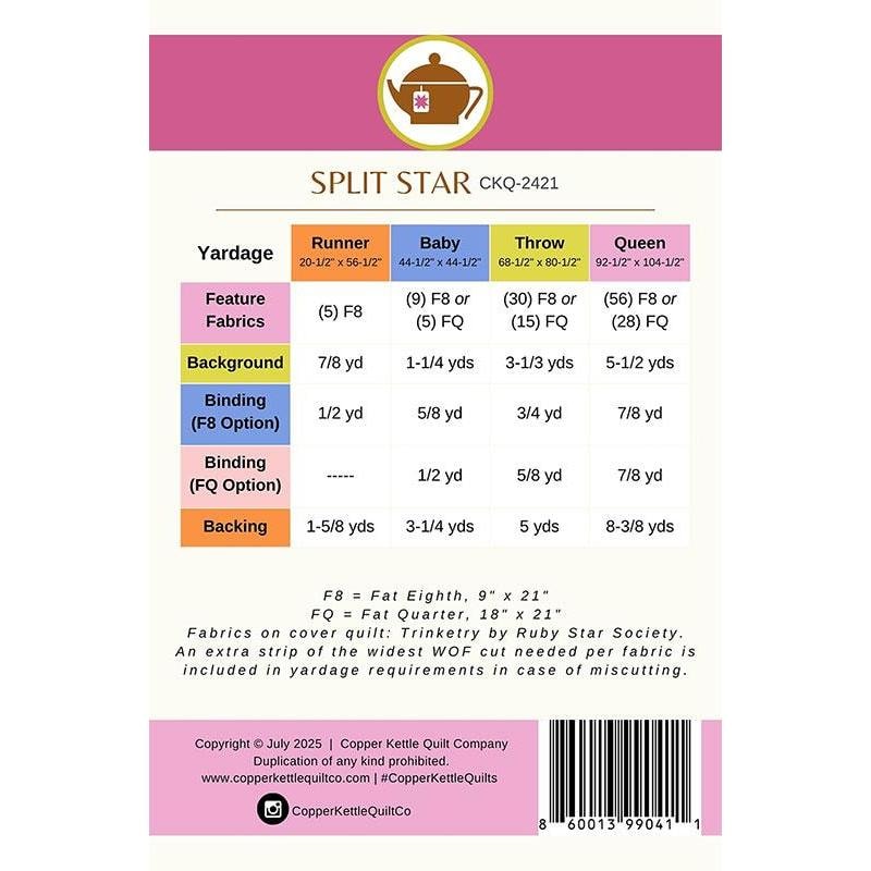 Split Star Quilt Pattern | Copper Kettle Quilt Company
