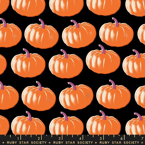 Spooky Darlings Pumpkins - Black Metallic
