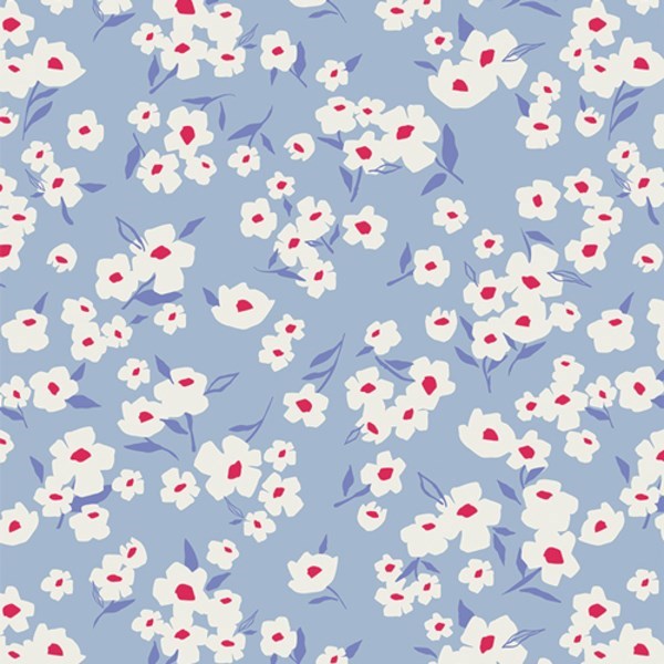 Spring Daisies - FLANNEL Periwinkle