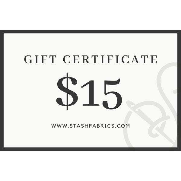Stash Fabrics Gift Certificate - $15