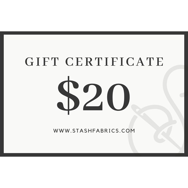 Stash Fabrics Gift Certificate - $20