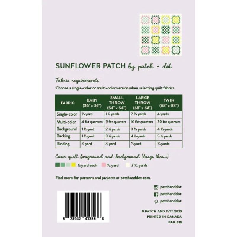 Sunflower Patch Quilt Pattern | Patch & Dot