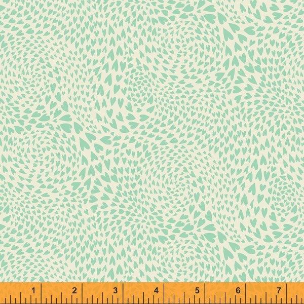 Swirl Of Hearts - Green on Cream