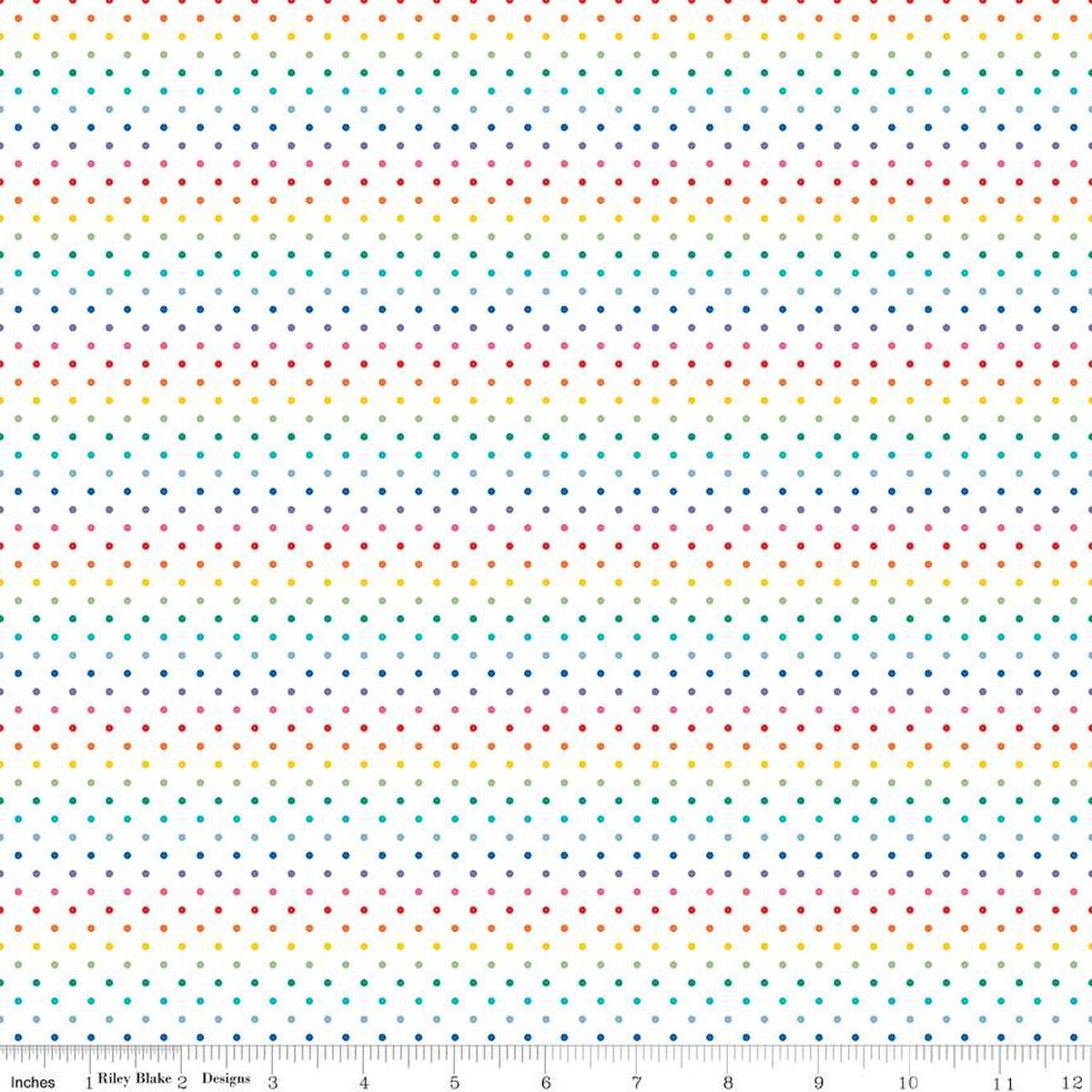 Swiss Dots on White - Rainbow