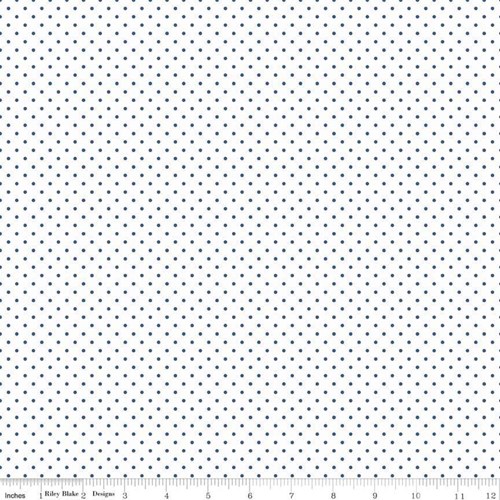 Swiss Dots on White - Denim