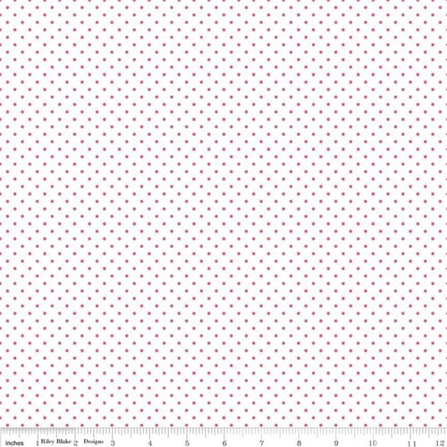 Swiss Dots on White - Raspberry