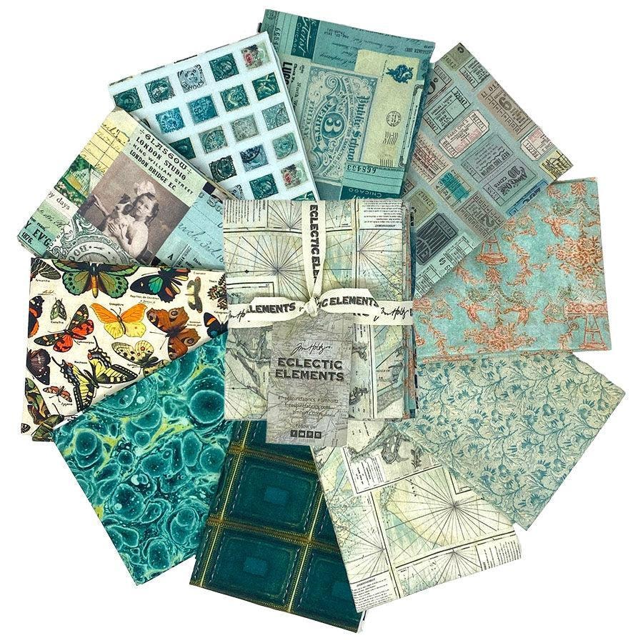 Teal Palette Fat Quarter Bundle | Tim Holtz | 10 FQs