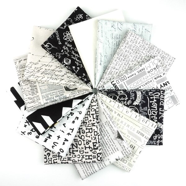 Text in Black and White Fat Quarter Bundle