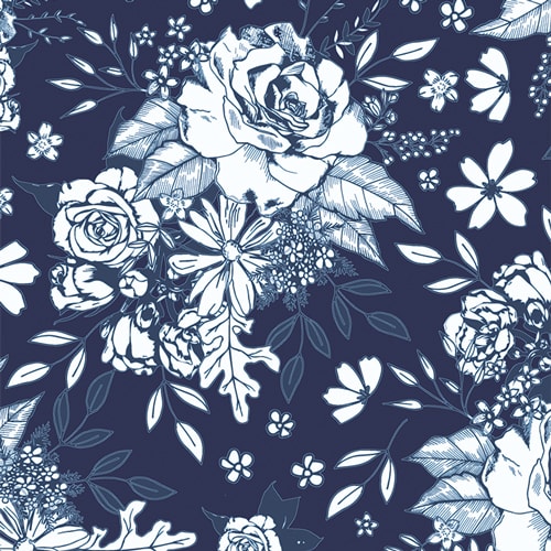 True Blue Floral Universe - Midnight
