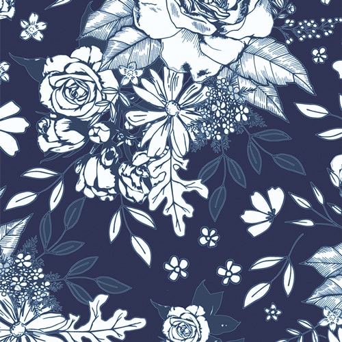 True Blue Floral Universe - Midnight CANVAS