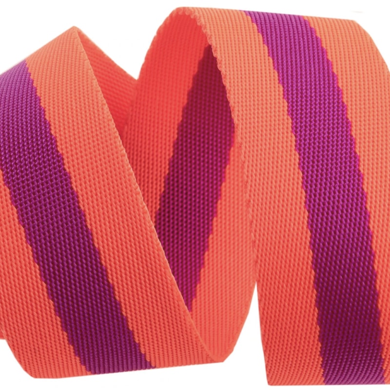 Tula Pink Striped Webbing - Watermelon & Plum - 1.5"