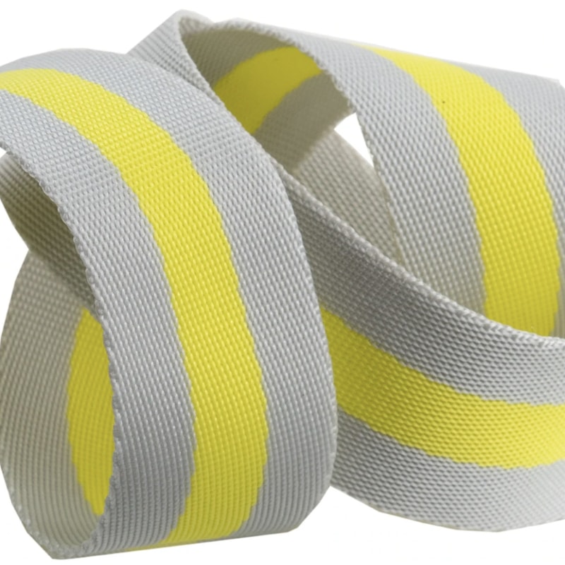 Tula Pink Striped Webbing - Grey & Yellow - 1.5"