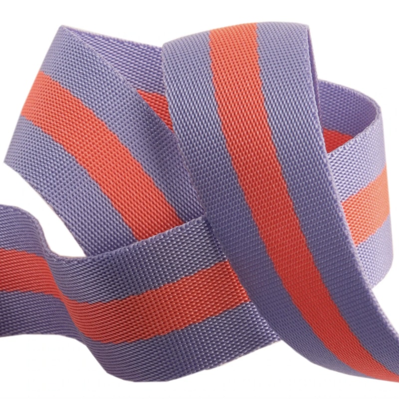 Tula Pink Striped Webbing - Lavender & Peach - 1.5"
