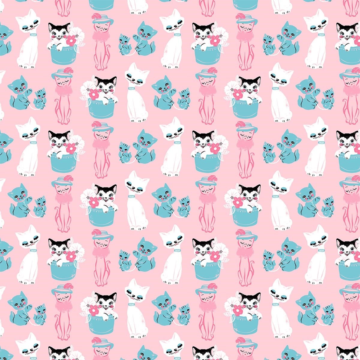 Vintage Cats - Pink